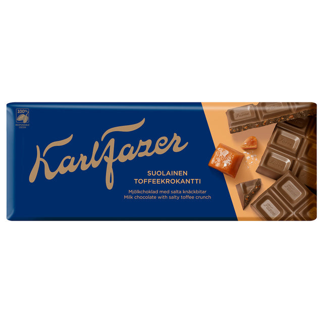 Karl Fazer Suolainen Toffeekrokantti suklaalevy 180 g - Fazer Store