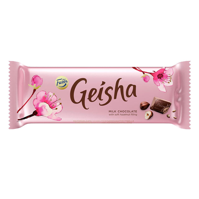 Geisha maitosuklaata hasselpähkinänougattäytteellä 100 g - Fazer Store FI