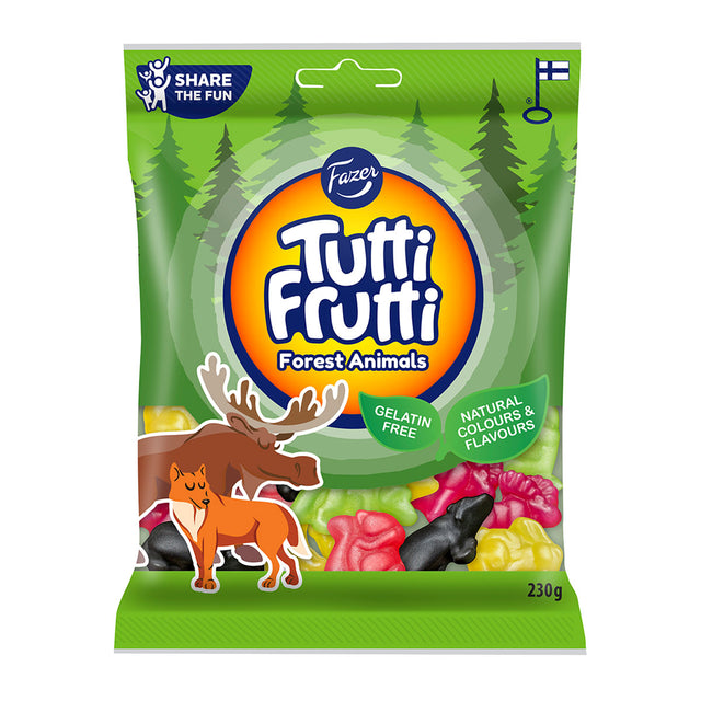 Tutti Frutti Forest Animals karkkipussi 230 g - Fazer Store
