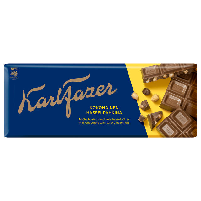 Karl Fazer Kokonaisia hasselpähkinöitä ja maitosuklaata 200 g - Fazer Store FI