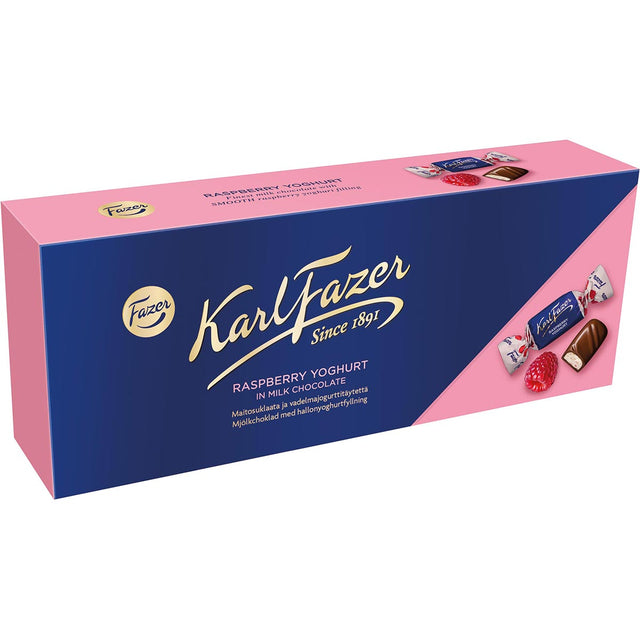 Karl Fazer Vadelmajugurtti suklaakonvehteja 270 g - Fazer Store FI