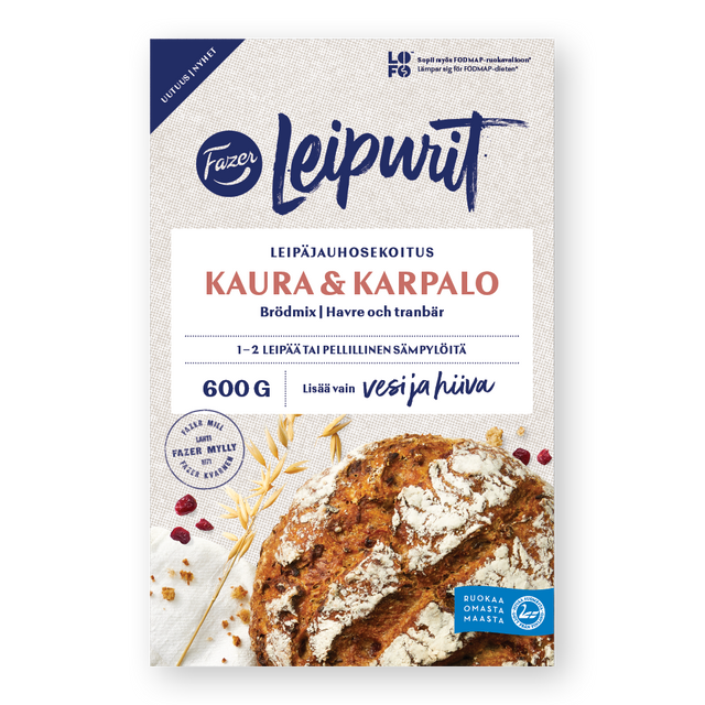 Fazer Leipurit Kaura & karpalo leipäjauhosekoitus 600 g - Fazer Store