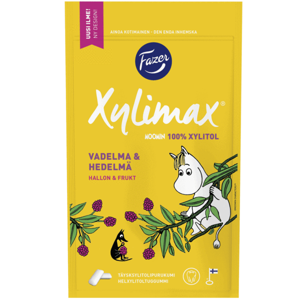 Xylimax Moomin vadelma-hedelmä täysksylitolipurkka 100 g - Fazer Store FI